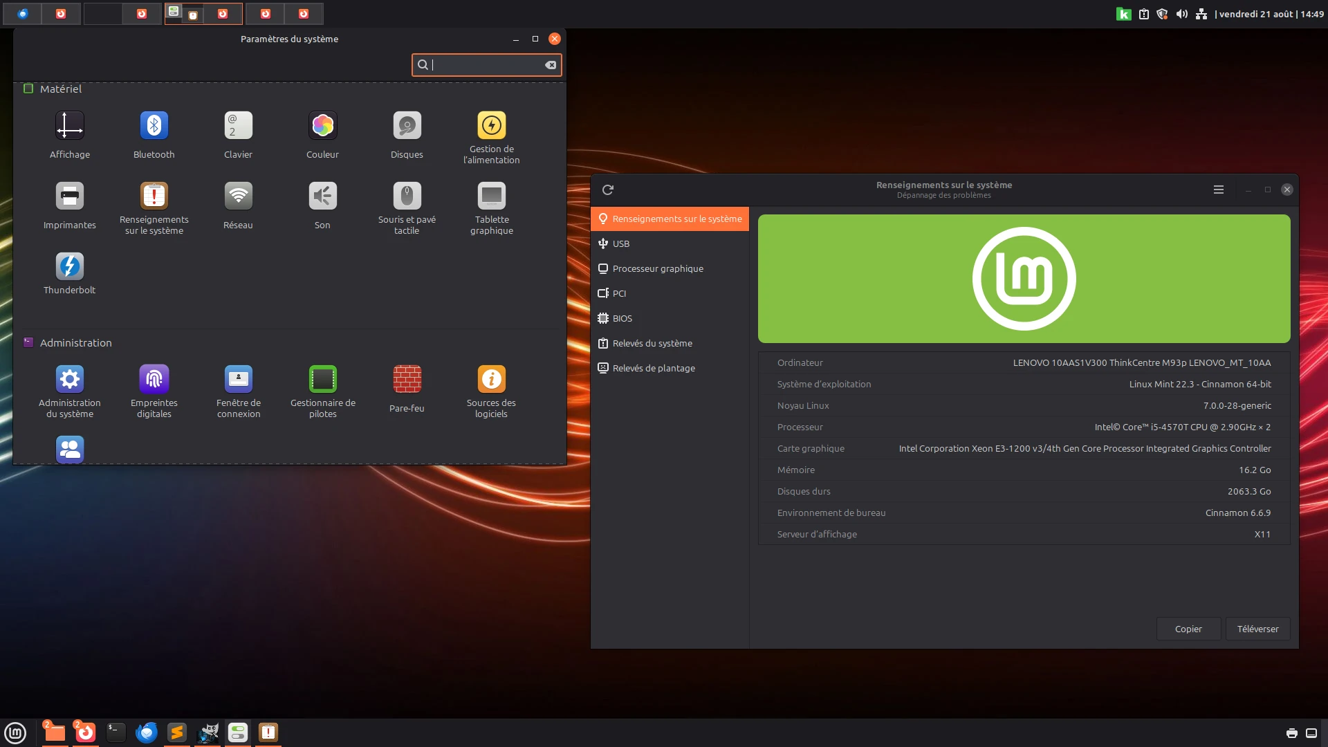 LinuxMint Linux Mint sur un ordinateur obsolete pour Win 11