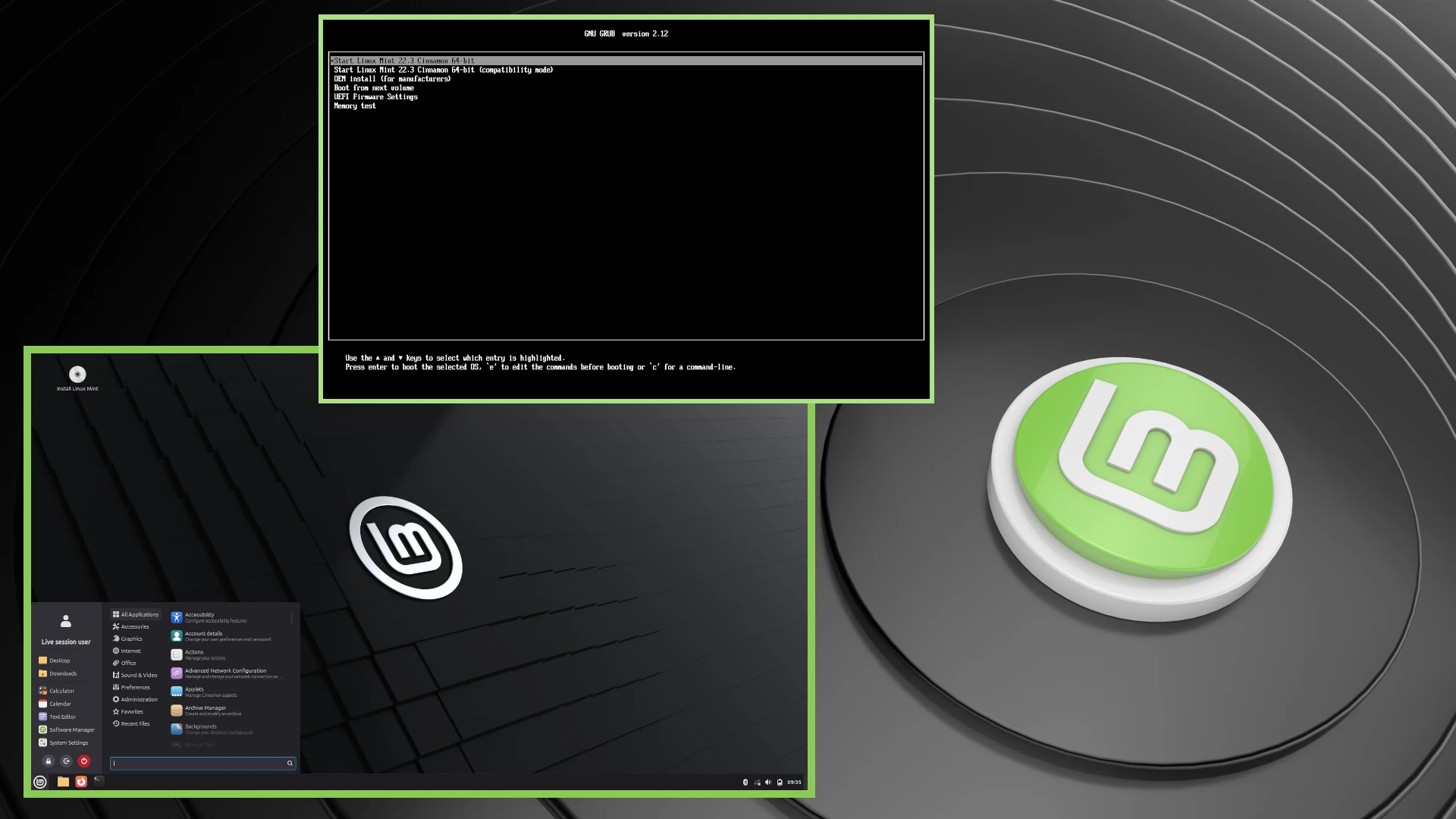 Linux Mint Live USB Fenêtres de la clé USB Linux Mint